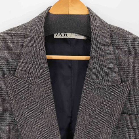 ザラ ZARA グランチェック ダブルブレストテーラードジャケット レディース S