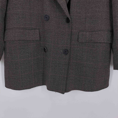 ザラ ZARA グランチェック ダブルブレストテーラードジャケット レディース S
