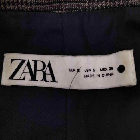 ザラ ZARA グランチェック ダブルブレストテーラードジャケット レディース S
