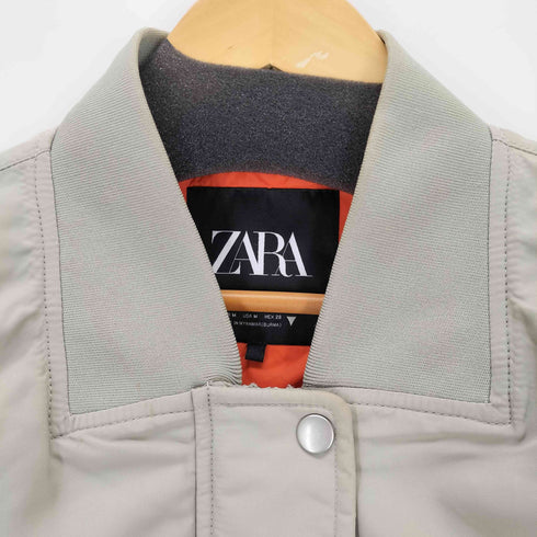 ザラ ZARA サテン クロップド ボンバージャケット レディース M