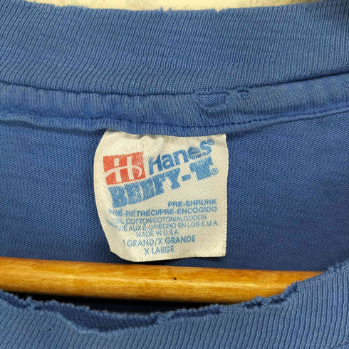 ヘインズ Hanes 90s USA製 袖裾シングル WILLIAMS 4 ナンバリングクルーネックTシャツ メンズ XL