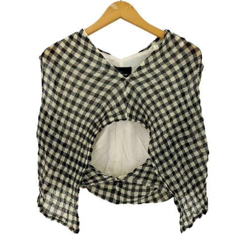 トリココムデギャルソン tricot COMME des GARCONS AD1998 ギンガムチェックカットワークノースリーブブラウス レディース