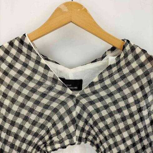 トリココムデギャルソン tricot COMME des GARCONS AD1998 ギンガムチェックカットワークノースリーブブラウス レディース