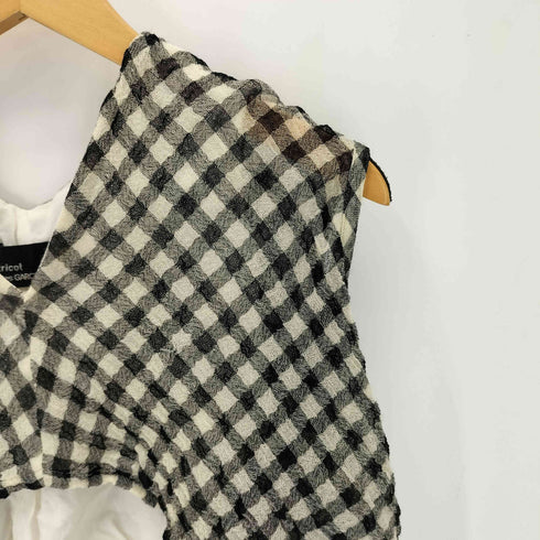 トリココムデギャルソン tricot COMME des GARCONS AD1998 ギンガムチェックカットワークノースリーブブラウス レディース