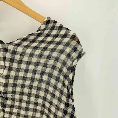 トリココムデギャルソン tricot COMME des GARCONS AD1998 ギンガムチェックカットワークノースリーブブラウス レディース