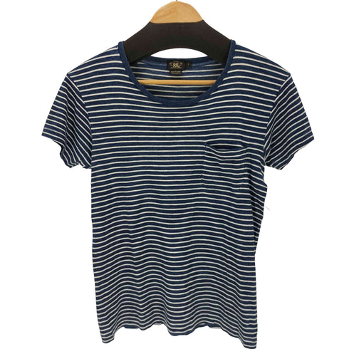 ダブルアールエルラルフローレン RRL RALPH LAUREN インディゴボーダー ポケット付きTシャツ レディース US:0-2