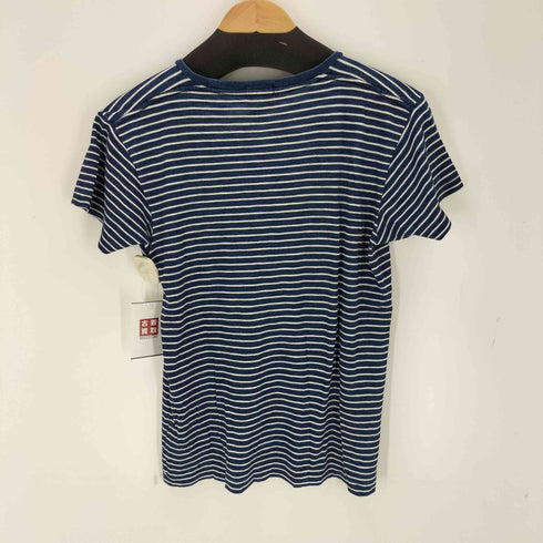 ダブルアールエルラルフローレン RRL RALPH LAUREN インディゴボーダー ポケット付きTシャツ レディース US:0-2