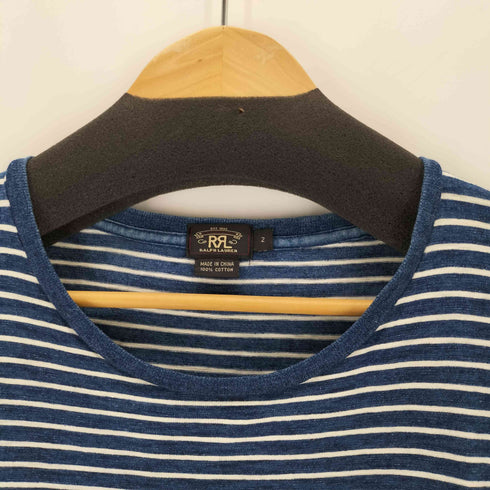 ダブルアールエルラルフローレン RRL RALPH LAUREN インディゴボーダー ポケット付きTシャツ レディース US:0-2