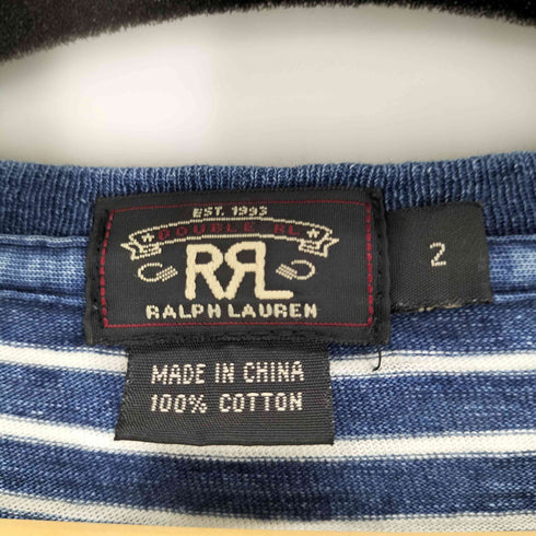 ダブルアールエルラルフローレン RRL RALPH LAUREN インディゴボーダー ポケット付きTシャツ レディース US:0-2