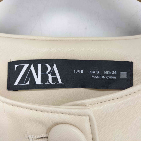 ザラ ZARA ノーカラーフェイクレザージャケット レディース S