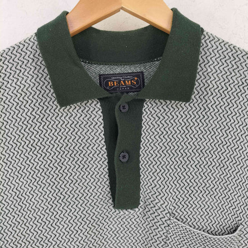 ビームスプラス BEAMS+ コットンニット 2トーン ジャカード ポロシャツ メンズ S