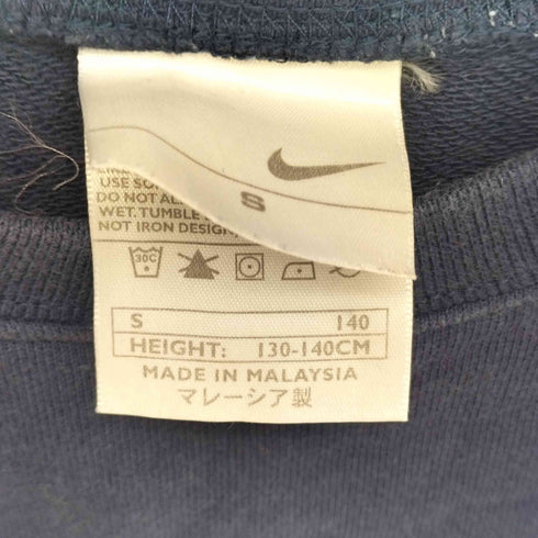 ナイキ NIKE 00s グレータグ ビッグ スウッシュロゴ 刺繍 サイドスリット クルーネックスウェット レディース import:S