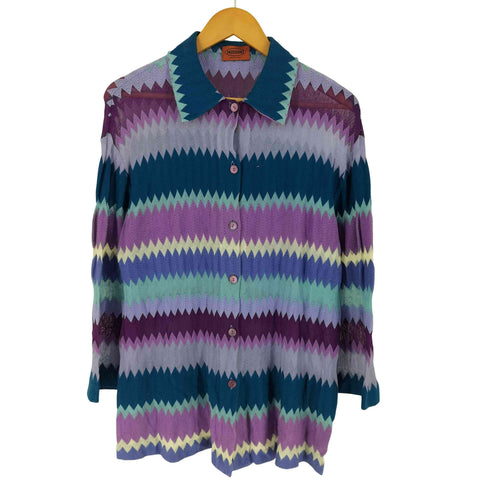 ミッソーニ MISSONI イタリア製 シェブロン柄 L/S レギュラーカラーシャツ レディース 91