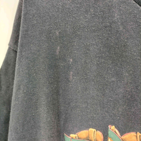 Hazelwoods USA製 シングルステッチ ウエスタンブーツプリントクルーネックTシャツ メンズ import:XL