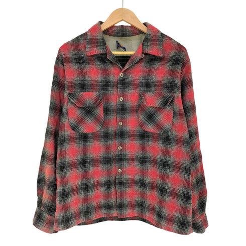 SPORSMAN 50s~60s オンブレチェック フロントダブルフラップポケット L/S オープンカラー フランネルシャツ メンズ import:L