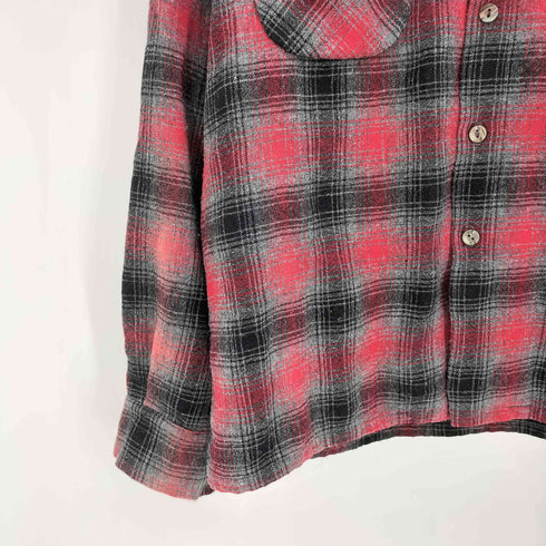 SPORSMAN 50s~60s オンブレチェック フロントダブルフラップポケット L/S オープンカラー フランネルシャツ メンズ import:L
