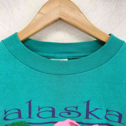 オニータ ONEITA 90S MADE IN USA 袖シングル POWER-T alaska プリント S/S Tシャツ メンズ XL