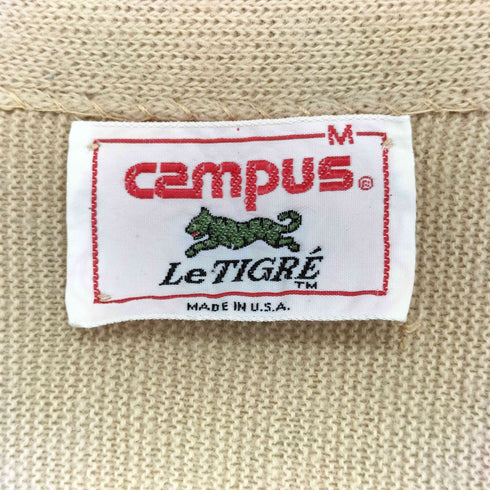 CAMPUS LE TIGRE MADE IN USA ワンポイント刺繍カーディガン メンズ M