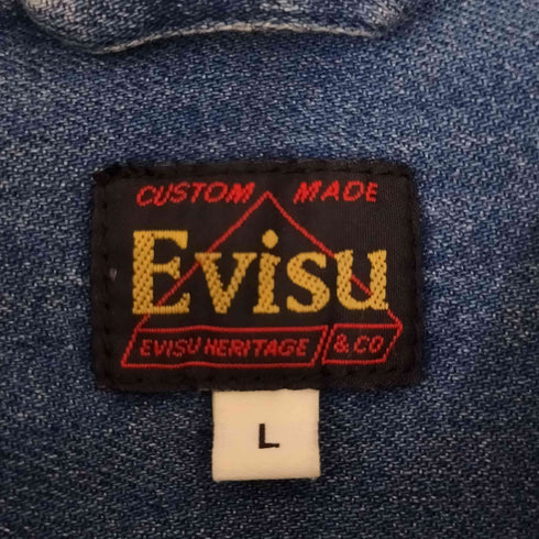 エヴィス EVISU スプラッシュインクカモメプリント レギュラーフィット デニムシャツ メンズ import:L