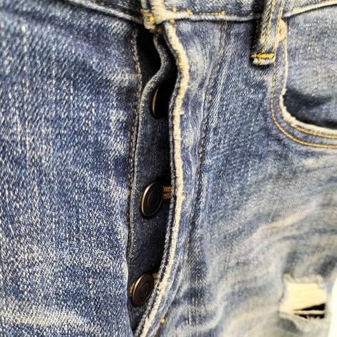 アタッチメント ATTACHMENT 初期 リペア加工デニムスキニーストレッチパンツ メンズ