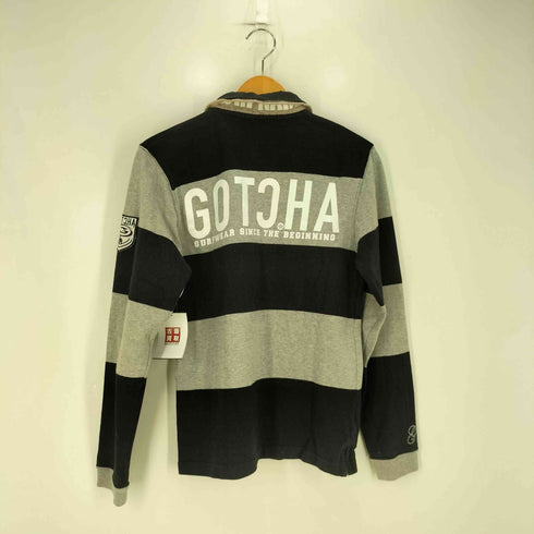 GOTCHA エンブレム ナンバリング ワッペン ボーダー 2重襟L/S ポロシャツ Y2K メンズ JPN:M