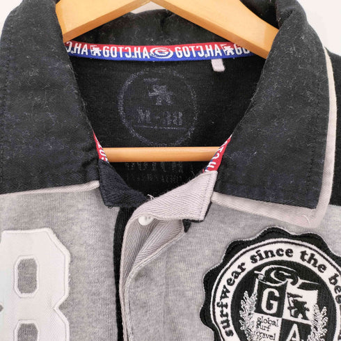 GOTCHA エンブレム ナンバリング ワッペン ボーダー 2重襟L/S ポロシャツ Y2K メンズ JPN:M