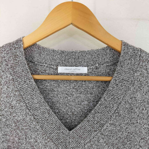 ショコラフィネローブ chocol raffine robe 刺繍Vネックニットベスト レディース FREE