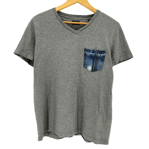ディーゼル DIESEL デニム切替 Vネック S/S Tシャツ メンズ import:XS