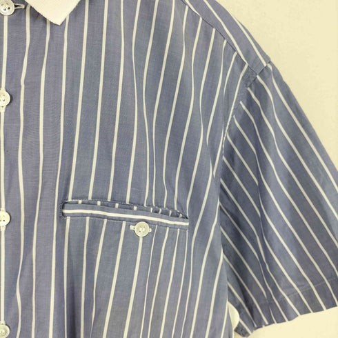 クリスチャンディオール Christian Dior 90s リブ襟 ストライプ S/S シャツ メンズ M