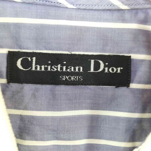 クリスチャンディオール Christian Dior 90s リブ襟 ストライプ S/S シャツ メンズ M