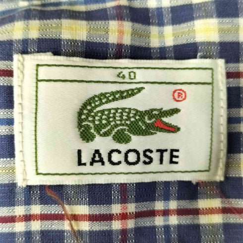 ラコステ LACOSTE ワンポイント 刺繍 チェック ポケット S/S ボタンダウン シャツ メンズ FR:40