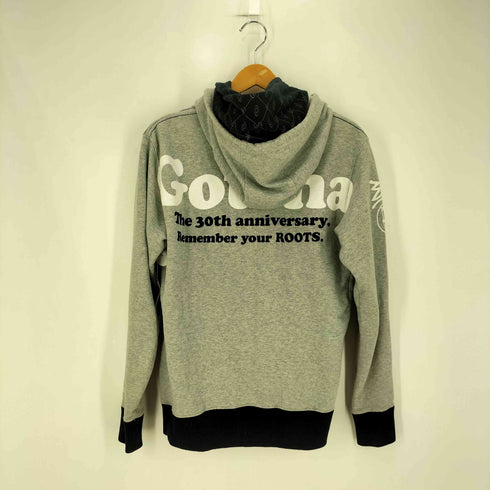 GOTCHA フロッキー プリント モノグラム レイヤード ドッキング 裏地パイル ダブルジップ パーカー Y2K メンズ JPN:M