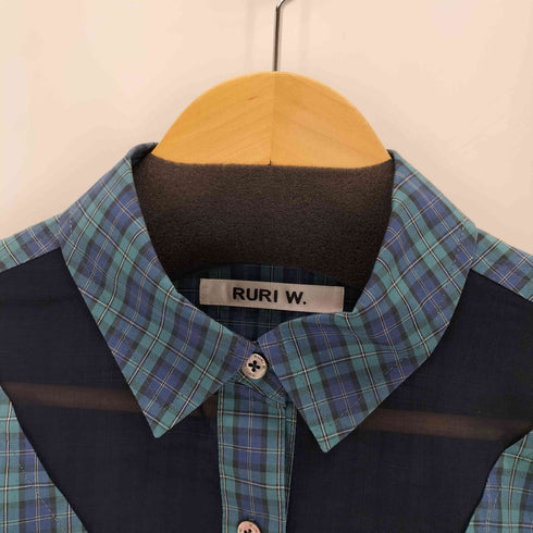 RURI.W 24SS シアー切替チェックシャツ レディース