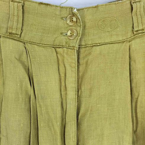 リネン100% 2タック ワイドスラックス レディース 38