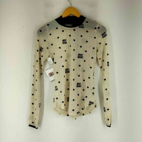 マリークワント MARY QUANT フロッキープリント ロゴ シアー トップス レディース FREE