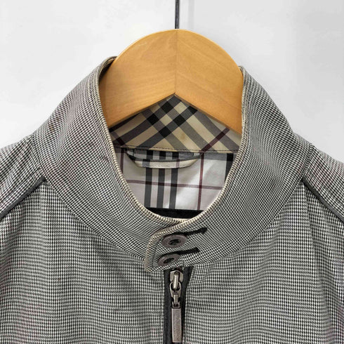 バーバリーブラックレーベル BURBERRY BLACK LABEL Houndstooth Harrington Jacket ホースロゴ刺繍 裏地 ノバチェック 千鳥格子 ハウンドトゥース ハリントン ジャケット スウィングトップ ブルゾン メンズ import:M