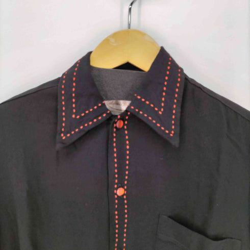 推定60-70s California Royal レッドステッチ 襟芯 ボックスシルエット オープンカラー 半袖 シャツ メンズ import:S