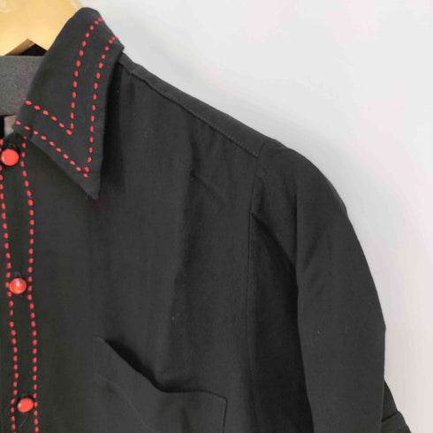 推定60-70s California Royal レッドステッチ 襟芯 ボックスシルエット オープンカラー 半袖 シャツ メンズ import:S
