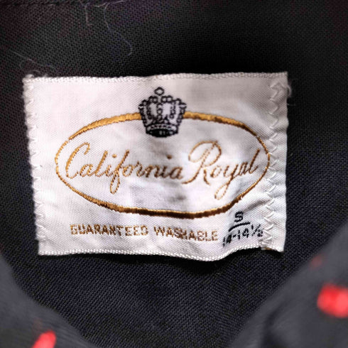 推定60-70s California Royal レッドステッチ 襟芯 ボックスシルエット オープンカラー 半袖 シャツ メンズ import:S