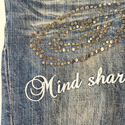 GOTCHA SURF アイコン スタッズ ロゴ刺繍 背面 プリント ダメージ加工 ローライズ デニム パンツ Y2K メンズ JPN:L