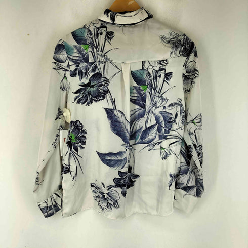 ザラ ZARA リボン付 フラワープリントサテンシャツ レディース import:XS