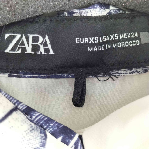 ザラ ZARA リボン付 フラワープリントサテンシャツ レディース import:XS