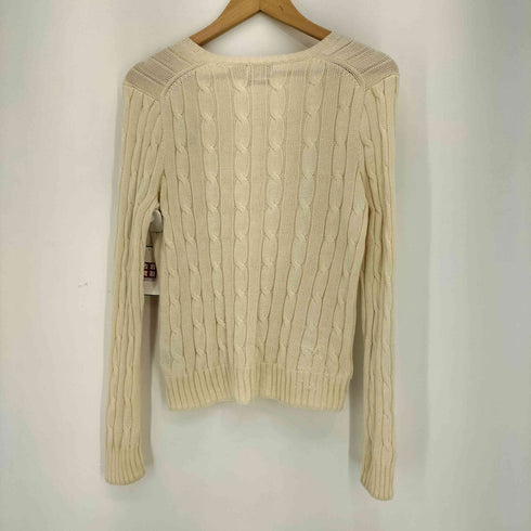 ポロラルフローレン POLO RALPH LAUREN 現行タグ ポニー刺繍 PIMA COTTON ケーブル編み Vネックニット レディース import:M