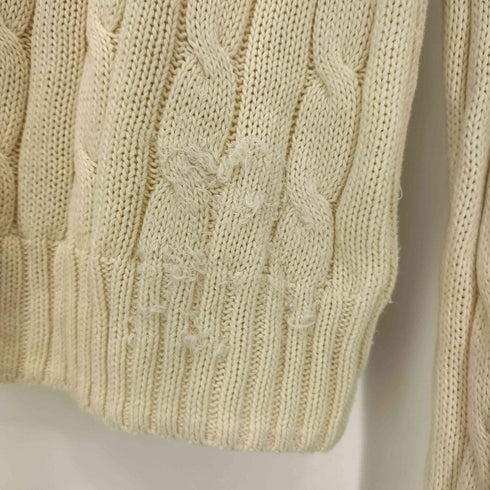 ポロラルフローレン POLO RALPH LAUREN 現行タグ ポニー刺繍 PIMA COTTON ケーブル編み Vネックニット レディース import:M
