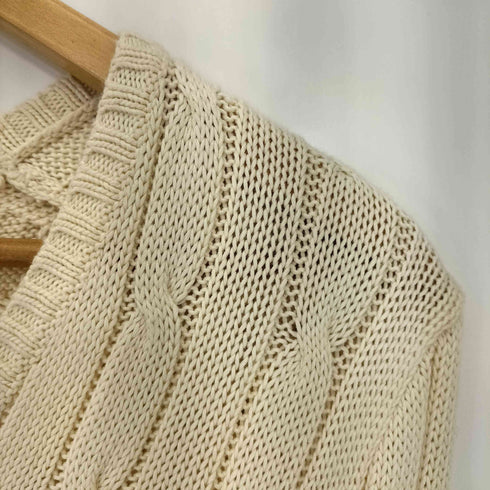 ポロラルフローレン POLO RALPH LAUREN 現行タグ ポニー刺繍 PIMA COTTON ケーブル編み Vネックニット レディース import:M