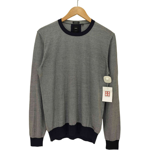 ボスヒューゴボス BOSS HUGO BOSS REGULAR FIT FINEST ITALIAN YARN シルクコットン アーガイルニット メンズ import:M