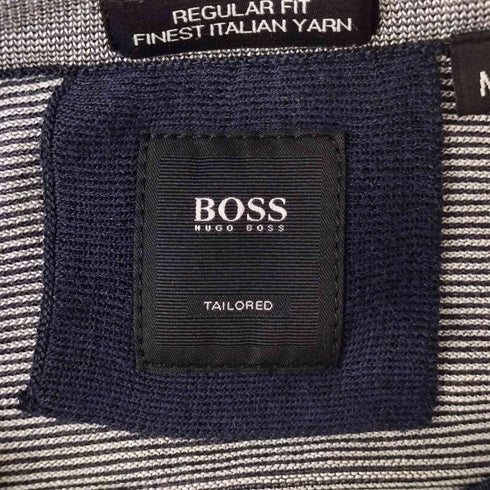 ボスヒューゴボス BOSS HUGO BOSS REGULAR FIT FINEST ITALIAN YARN シルクコットン アーガイルニット メンズ import:M