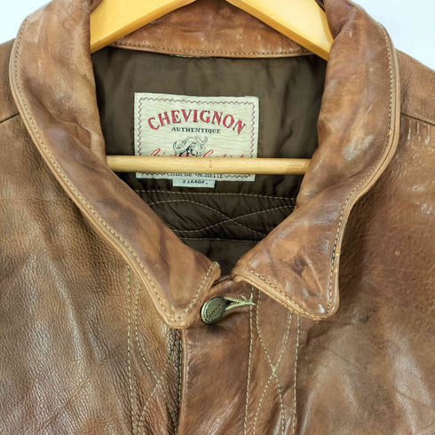 シェビニオン CHEVIGNON コンバーチブル 2WAY レザー ダウン トラッカージャケット メンズ import:XL
