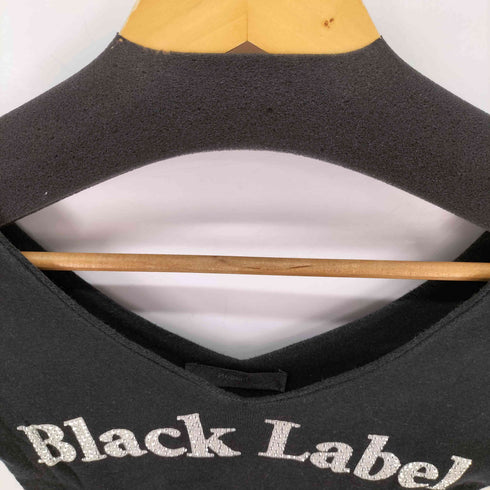 mopssi ラインストーン vネックTシャツ black label レディース FREE