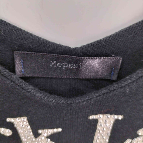 mopssi ラインストーン vネックTシャツ black label レディース FREE